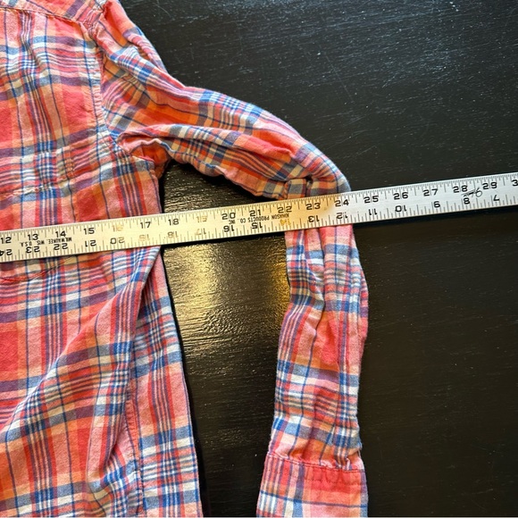 American Eagle Small Plaid Pink Red White Blue Button Down Shirt - Picture 6 of 6